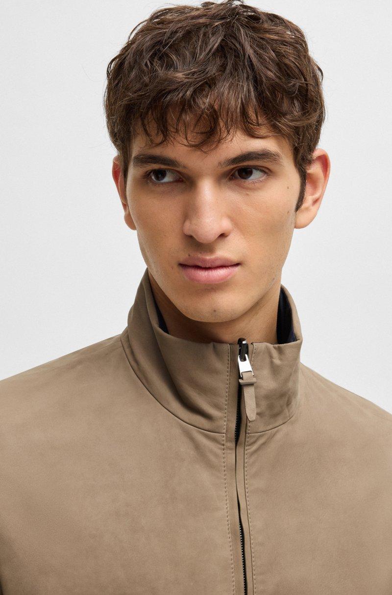 Hugo Boss Chaqueta Reversible En Piel Nobuk Con Cremallera Bidireccional