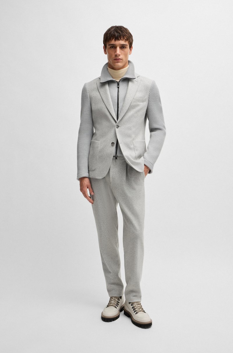 Hugo Boss Chaqueta Slim Fit Con Aplique Y Mangas De Punto