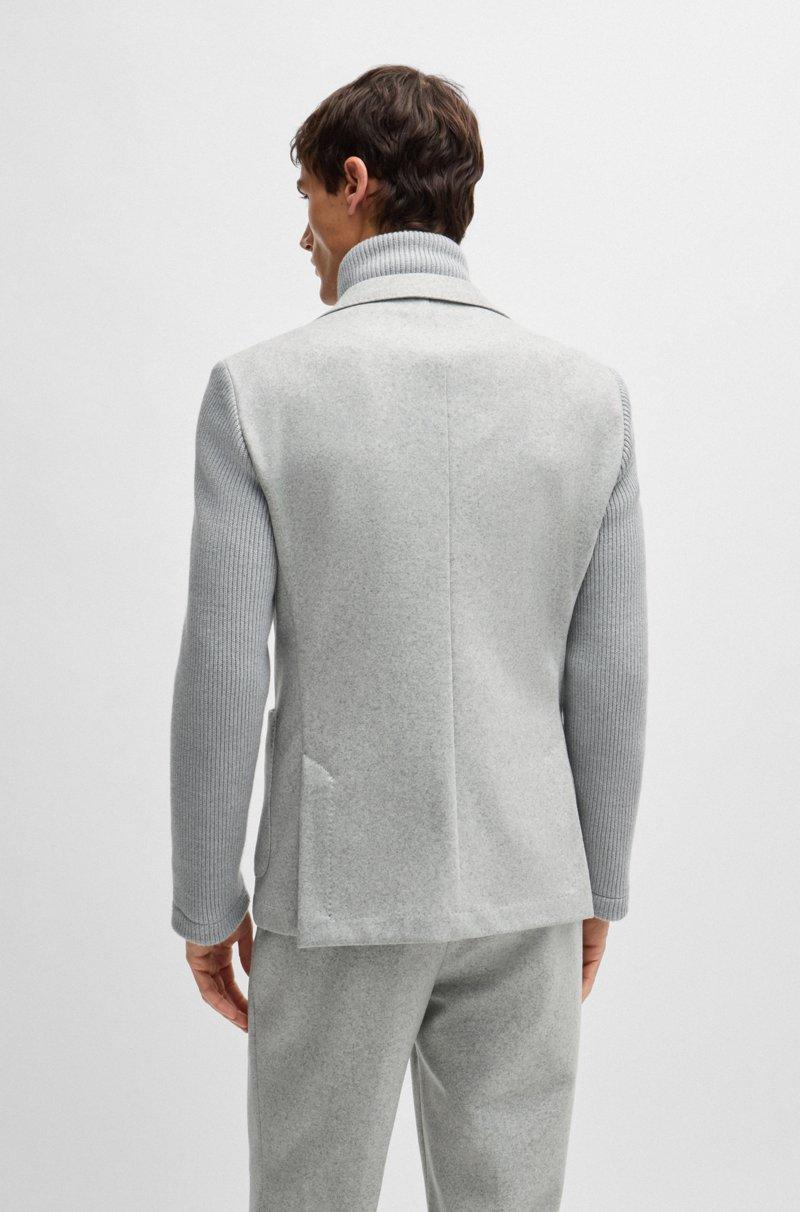 Hugo Boss Chaqueta Slim Fit Con Aplique Y Mangas De Punto