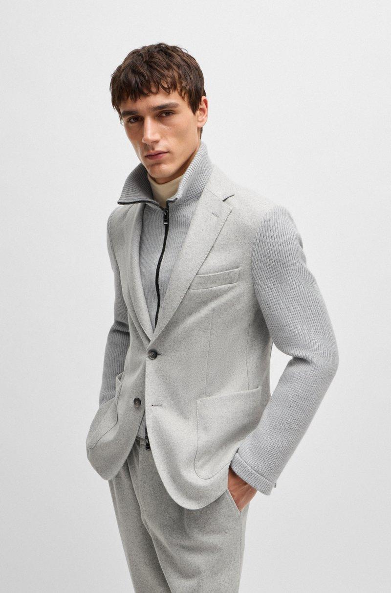 Hugo Boss Chaqueta Slim Fit Con Aplique Y Mangas De Punto