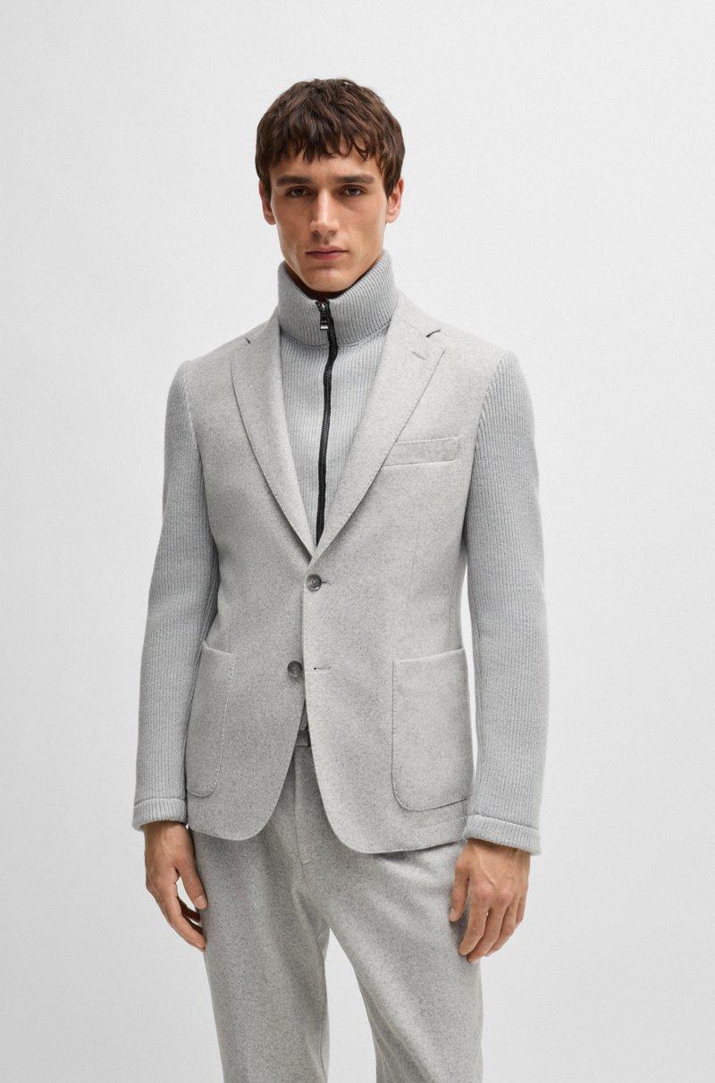 Hugo Boss Chaqueta slim fit con aplique y mangas de punto