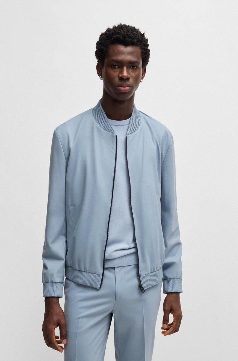 Hugo Boss Chaqueta slim fit de mezcla de lana con elástico