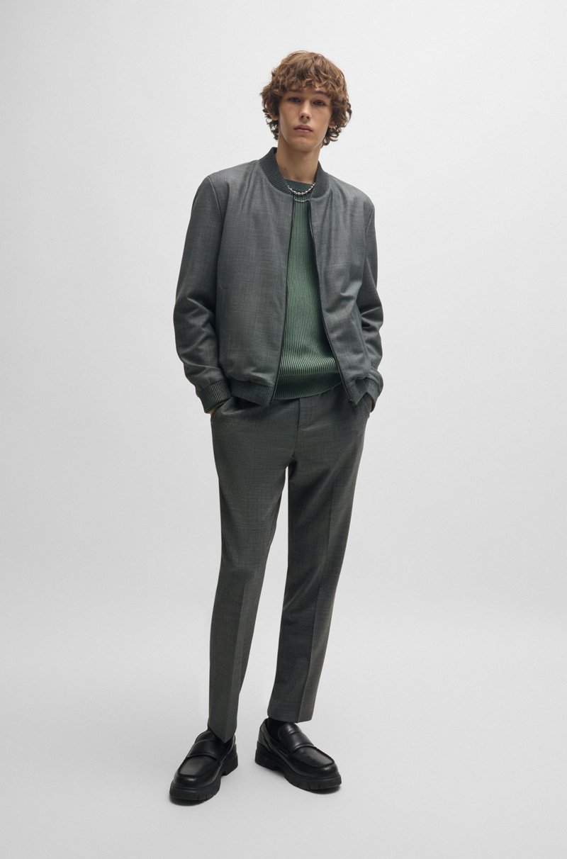 Hugo Boss Chaqueta Slim Fit De Paño Con Estampado De Ojo De Perdiz
