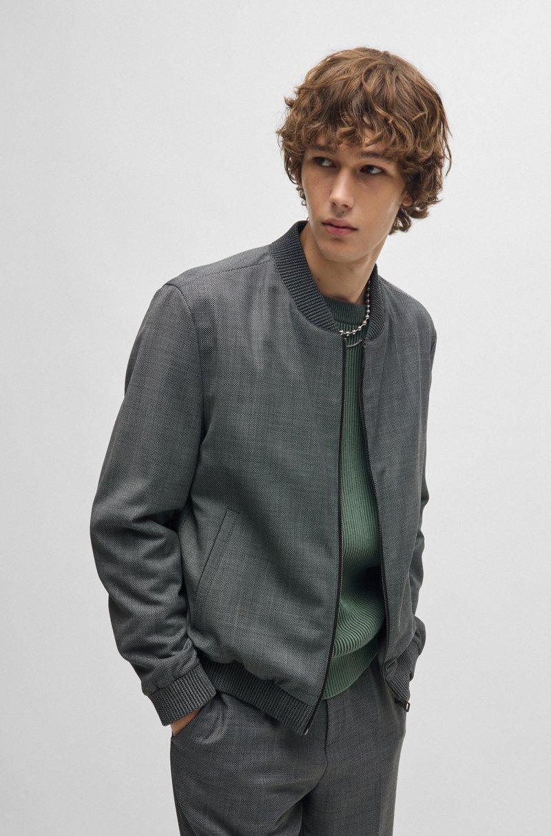 Hugo Boss Chaqueta slim fit de paño con estampado de ojo de perdiz