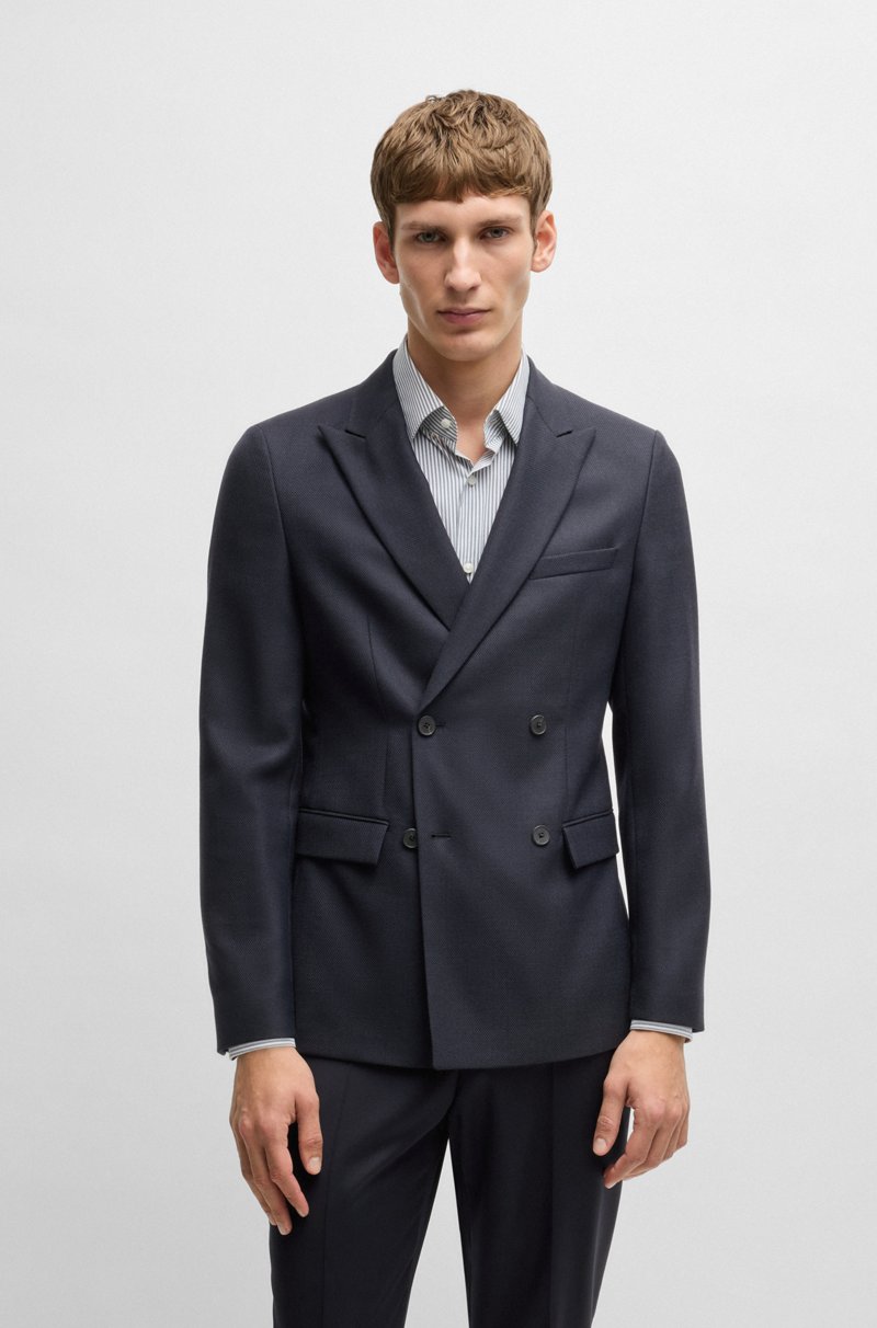 Hugo Boss Chaqueta slim fit de paño elástico con microestampado