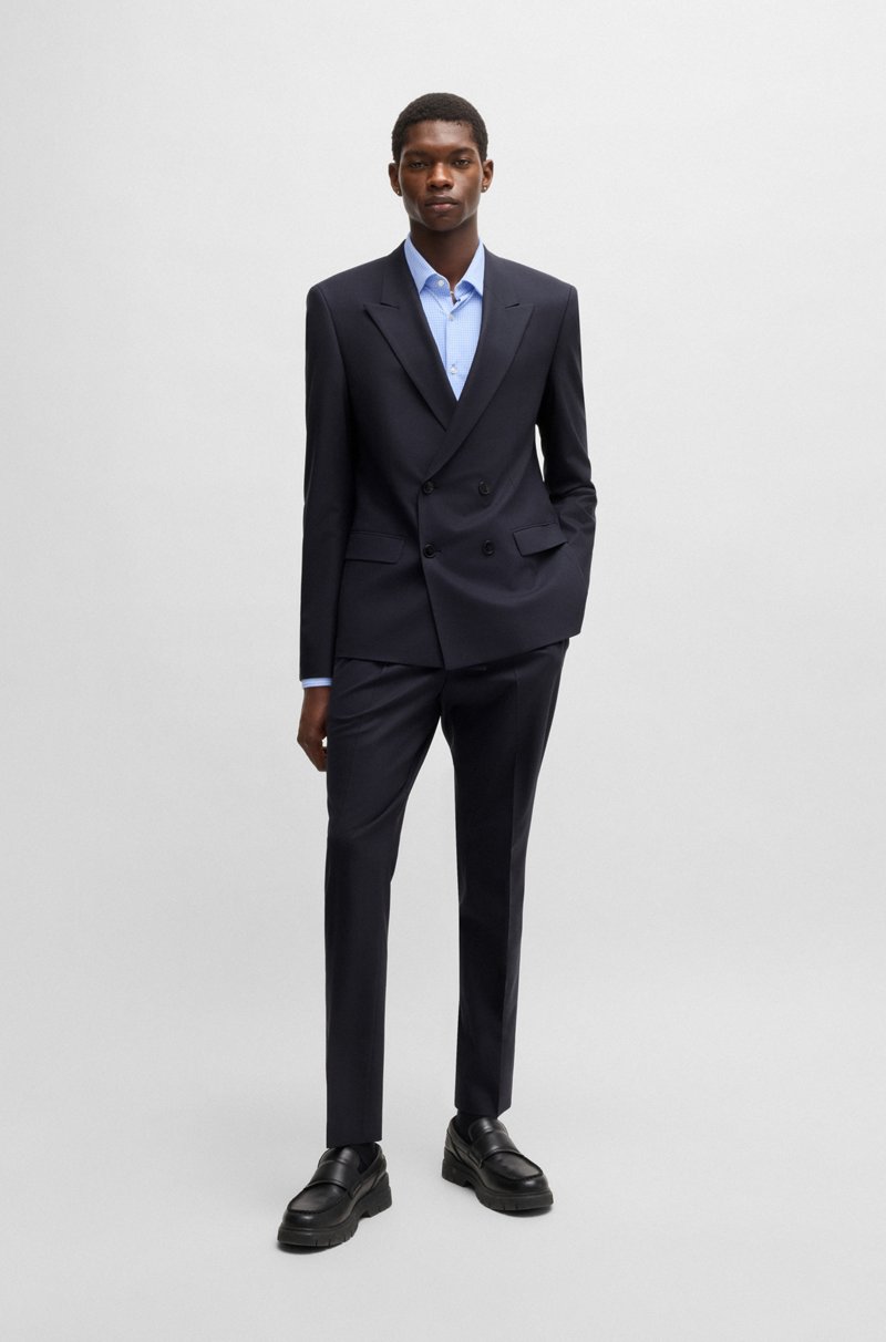 Hugo Boss Chaqueta Slim Fit De Popelín De Mezcla De Lana Elástico