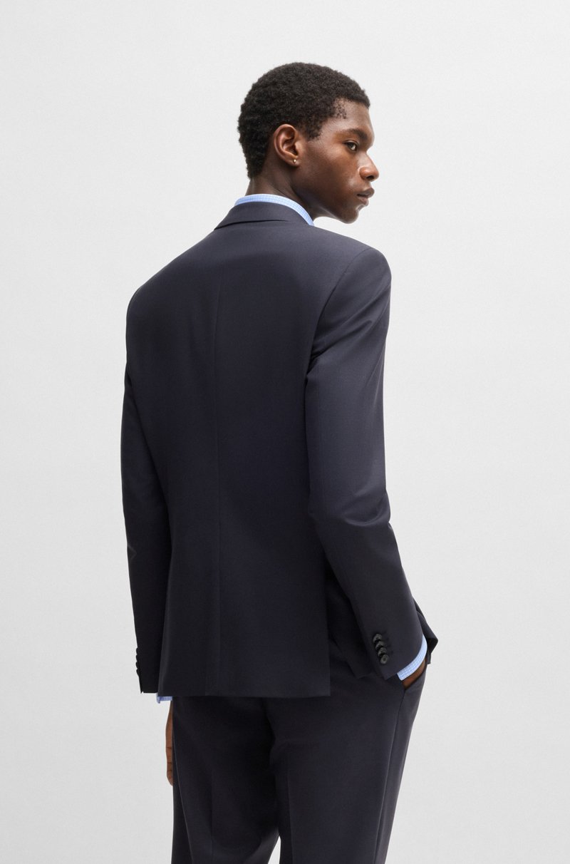 Hugo Boss Chaqueta Slim Fit De Popelín De Mezcla De Lana Elástico