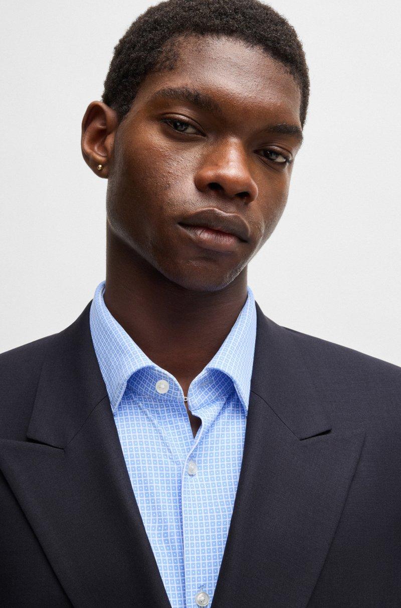 Hugo Boss Chaqueta Slim Fit De Popelín De Mezcla De Lana Elástico