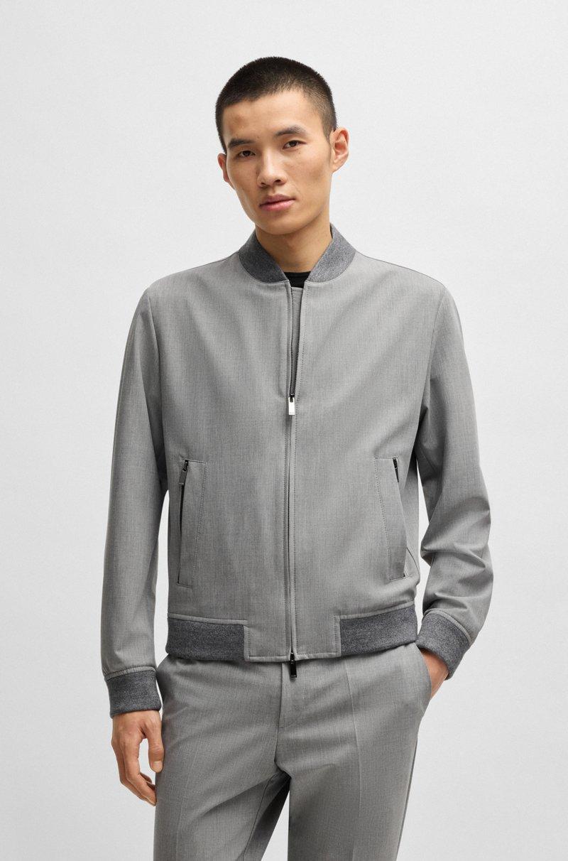 Hugo Boss Chaqueta slim fit de tejido elástico con cremallera