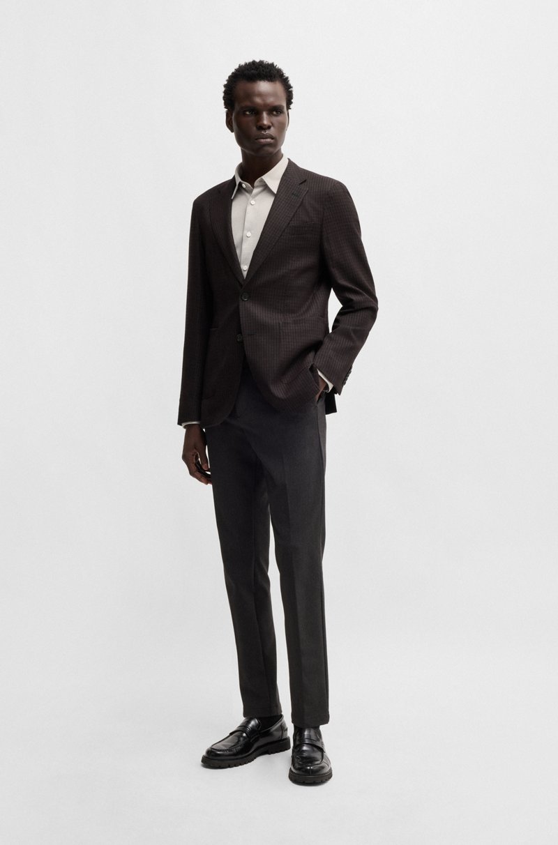 Hugo Boss Chaqueta Slim Fit En Mezcla De Lana A Cuadros