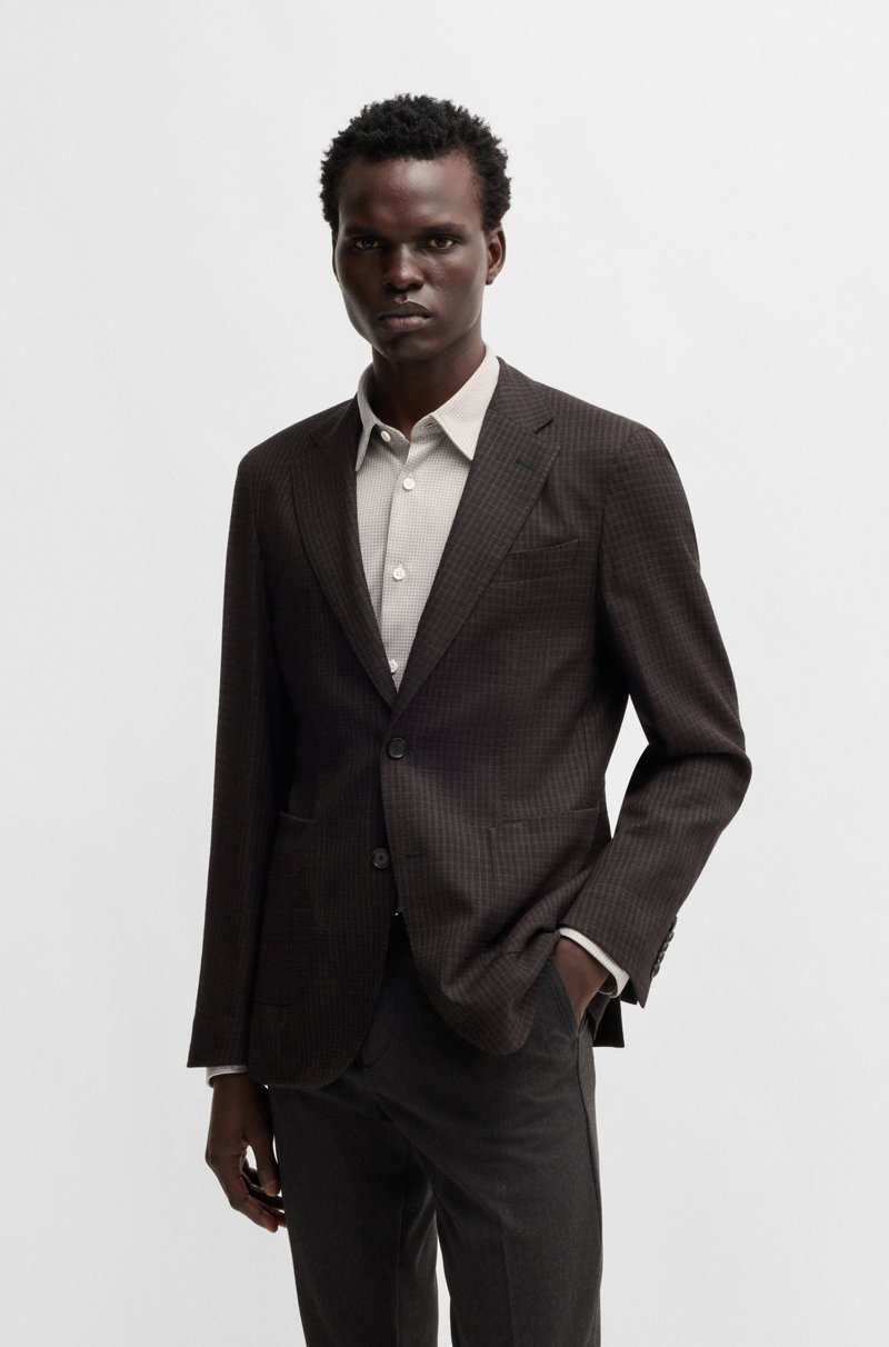 Hugo Boss Chaqueta slim fit en mezcla de lana a cuadros