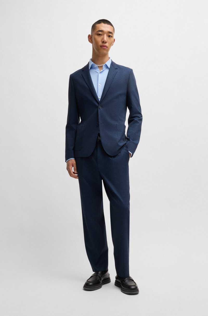 Hugo Boss Chaqueta Slim Fit En Sarga Elástica Jaspeada De Alto Rendimiento