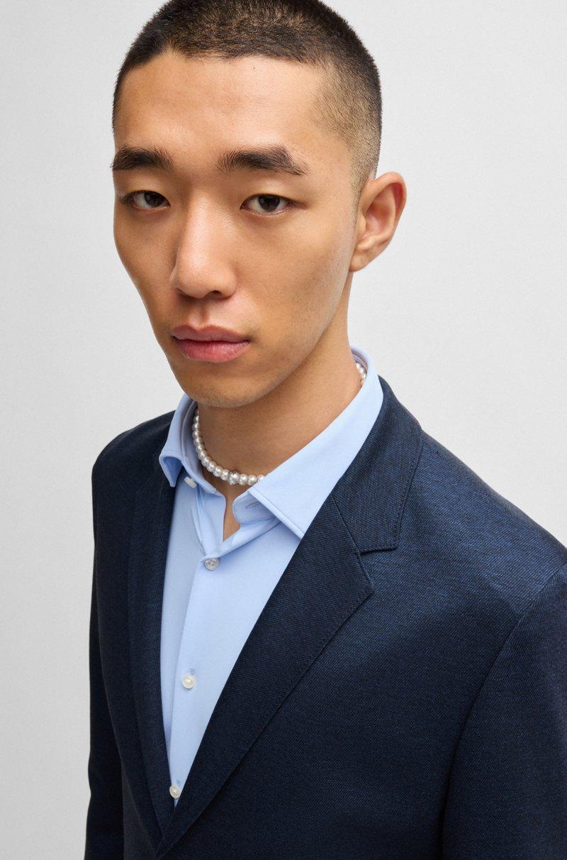 Hugo Boss Chaqueta Slim Fit En Sarga Elástica Jaspeada De Alto Rendimiento