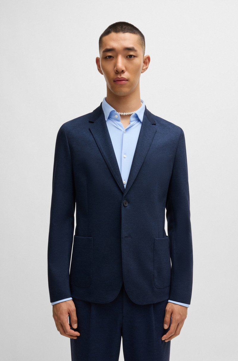 Hugo Boss Chaqueta slim fit en sarga elástica jaspeada de alto rendimiento