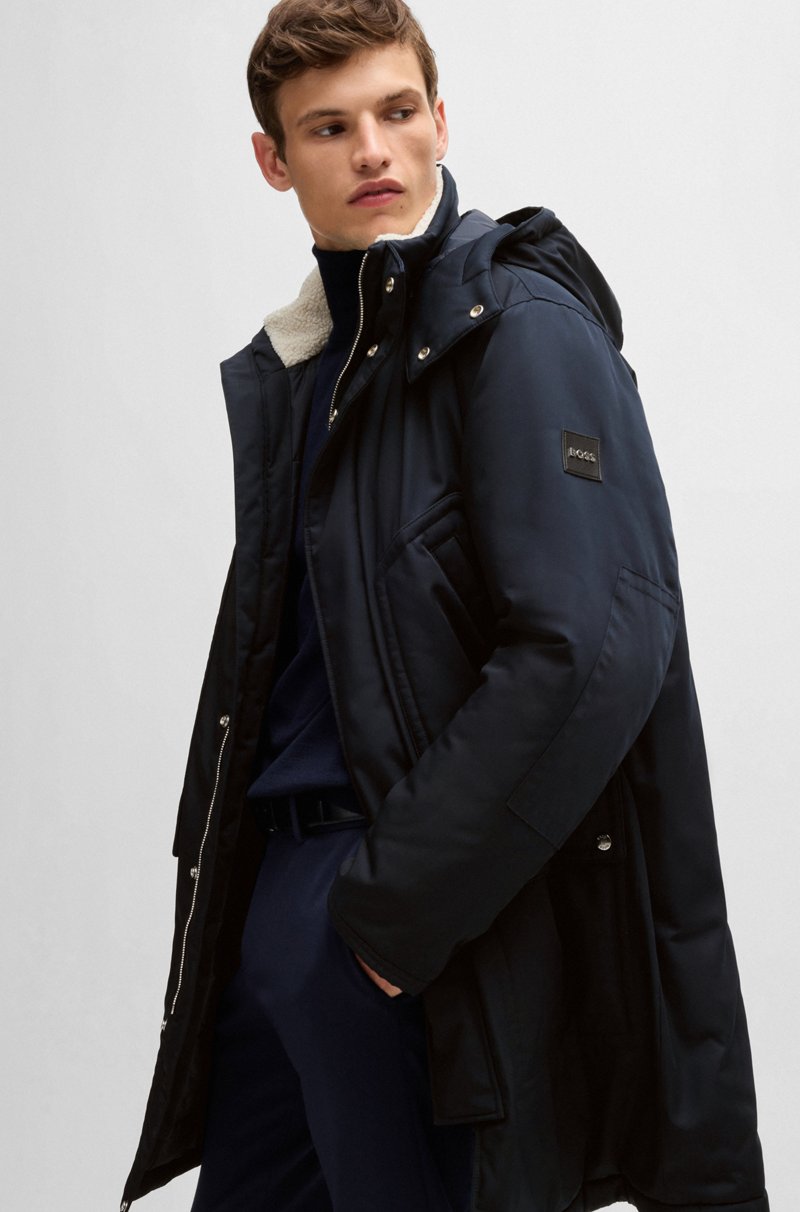 Hugo Boss Chaquetón Repelente Al Agua Con Capucha Extraíble
