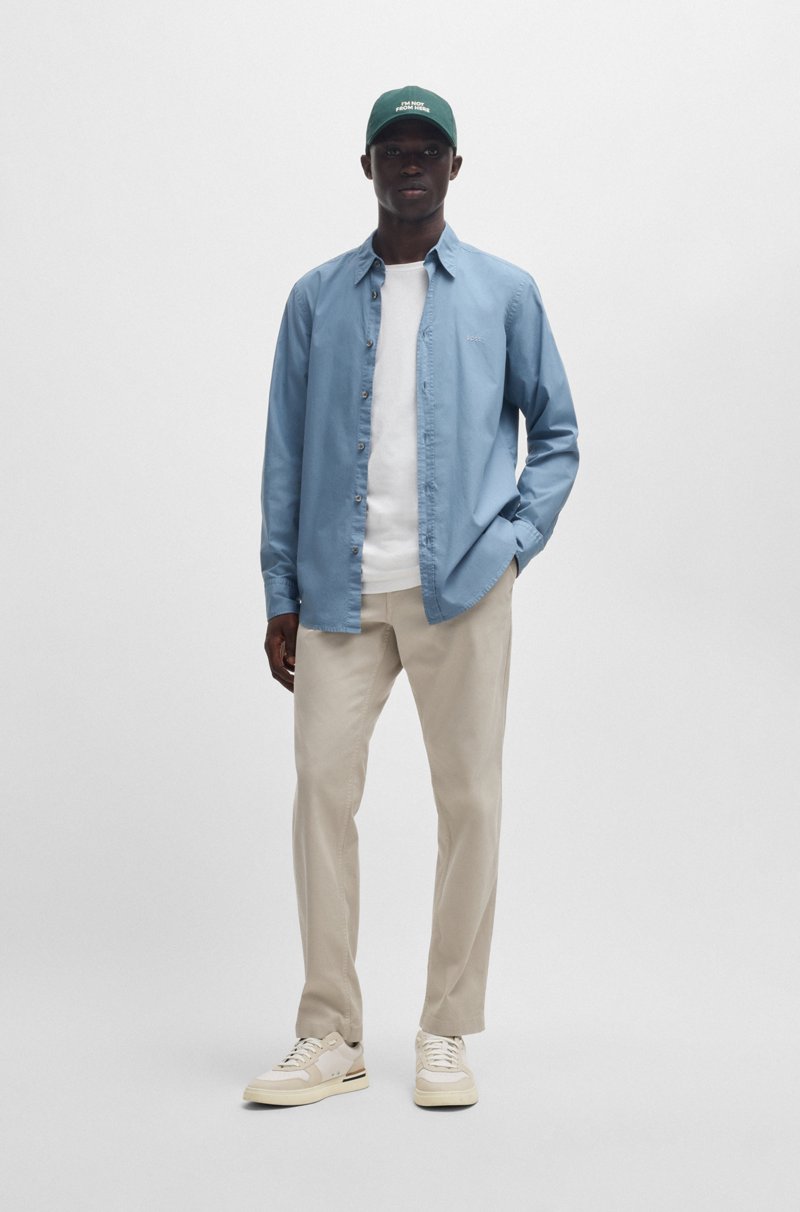 Hugo Boss Chinos Con Pinzas Delanteras En Dobby De Algodón Elástico