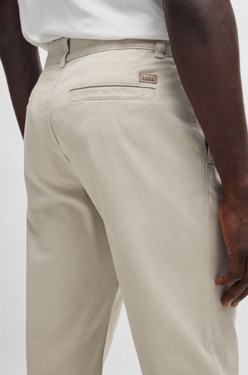 Hugo Boss Chinos Con Pinzas Delanteras En Dobby De Algodón Elástico