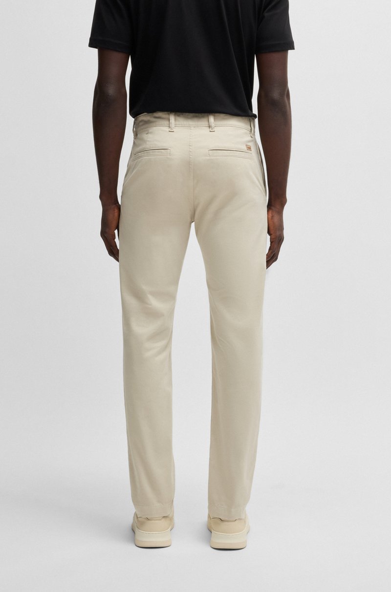 Hugo Boss Chinos Regular Fit De Raso De Algodón Elástico