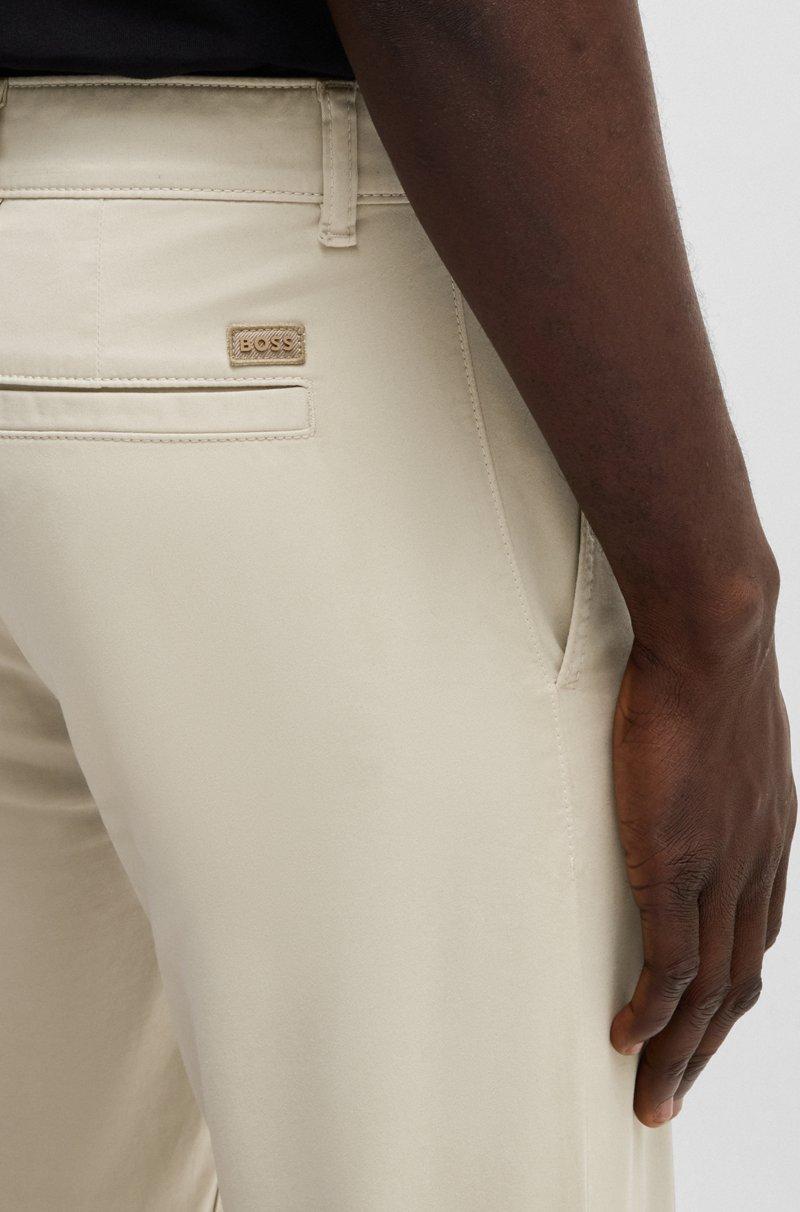 Hugo Boss Chinos Regular Fit De Raso De Algodón Elástico