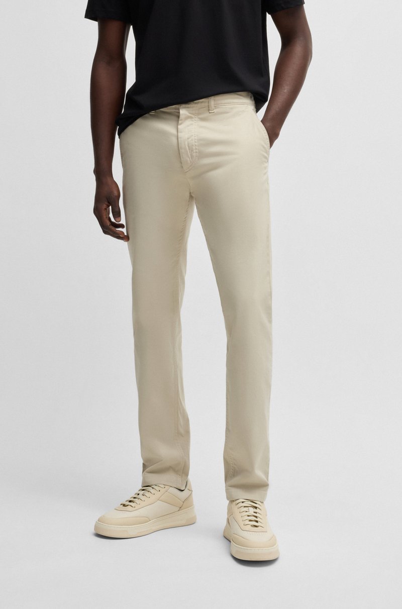 Hugo Boss Chinos Regular Fit De Raso De Algodón Elástico