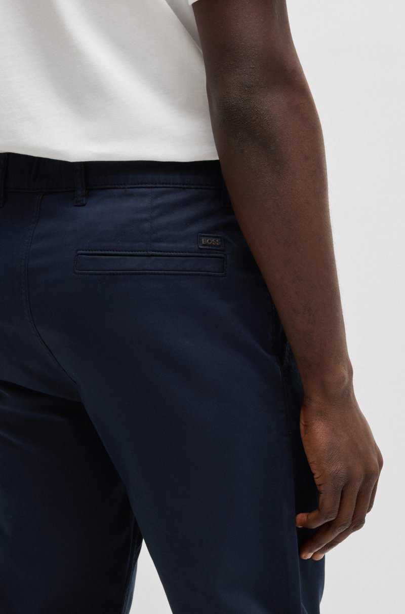 Hugo Boss Chinos Regular Fit De Raso De Algodón Elástico