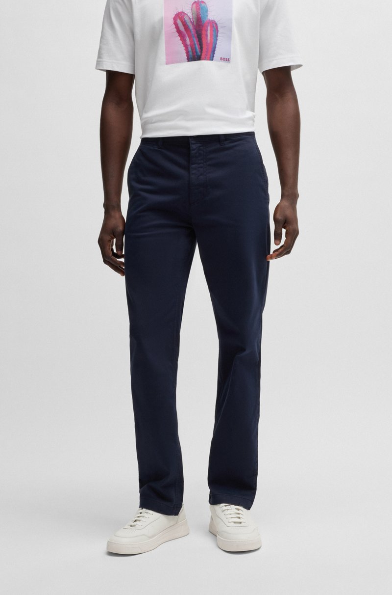 Hugo Boss Chinos regular fit de raso de algodón elástico