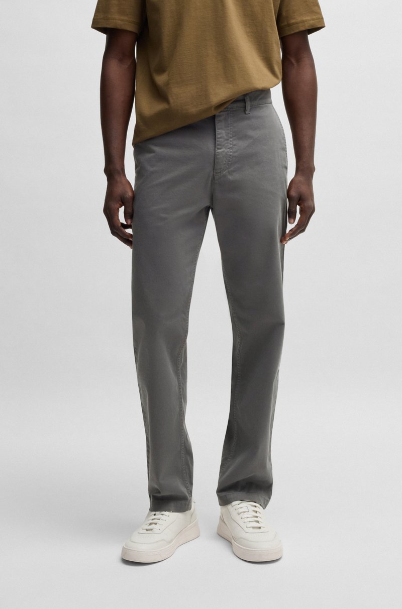 Hugo Boss Chinos regular fit de raso de algodón elástico