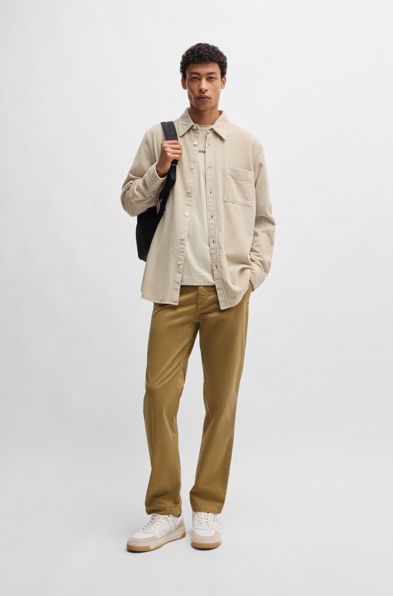 Hugo Boss Chinos Regular Fit De Raso De Algodón Elástico