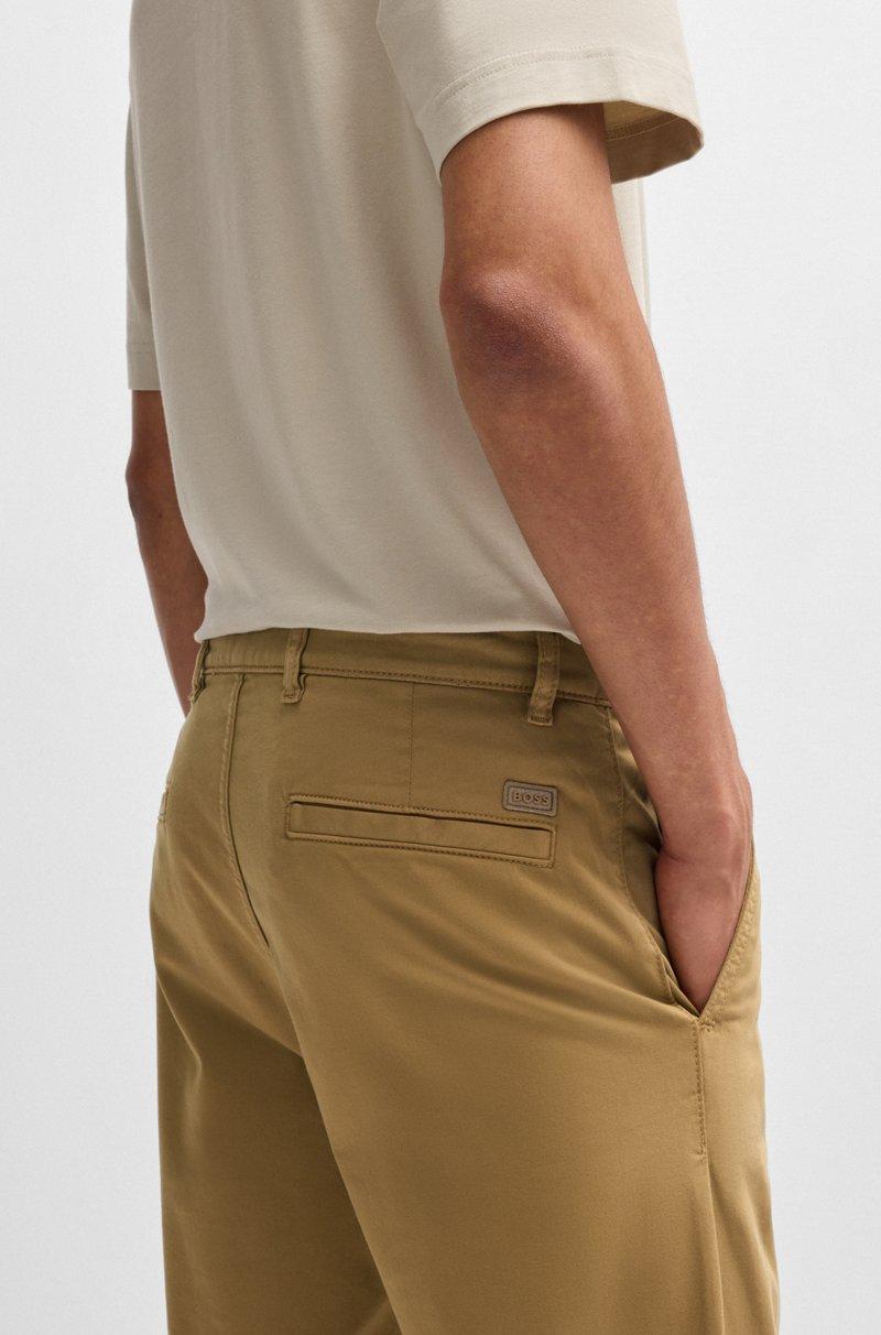 Hugo Boss Chinos Regular Fit De Raso De Algodón Elástico