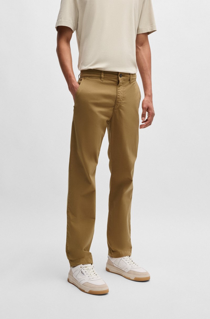 Hugo Boss Chinos regular fit de raso de algodón elástico