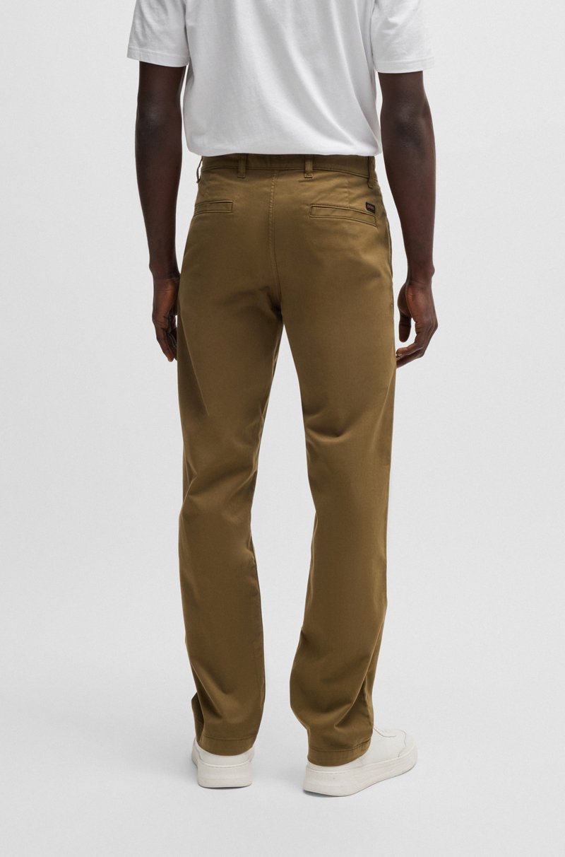 Hugo Boss Chinos Regular Fit De Raso De Algodón Elástico