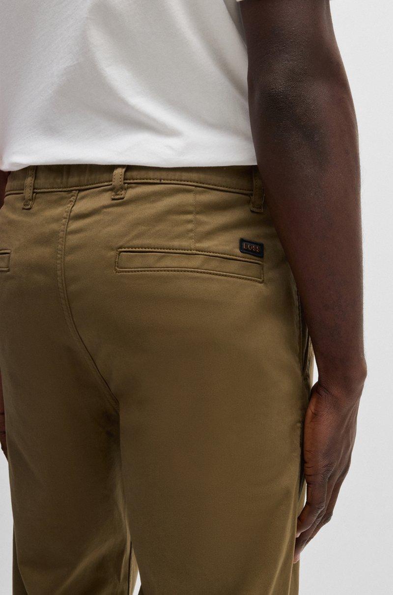 Hugo Boss Chinos Regular Fit De Raso De Algodón Elástico