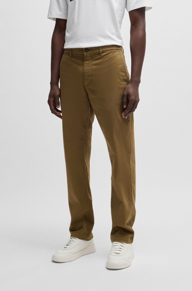 Hugo Boss Chinos regular fit de raso de algodón elástico