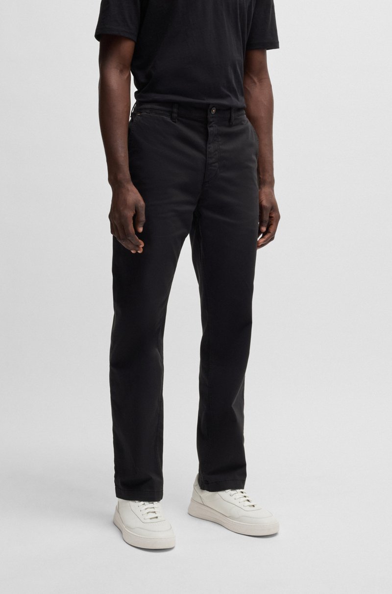 Hugo Boss Chinos regular fit de raso de algodón elástico