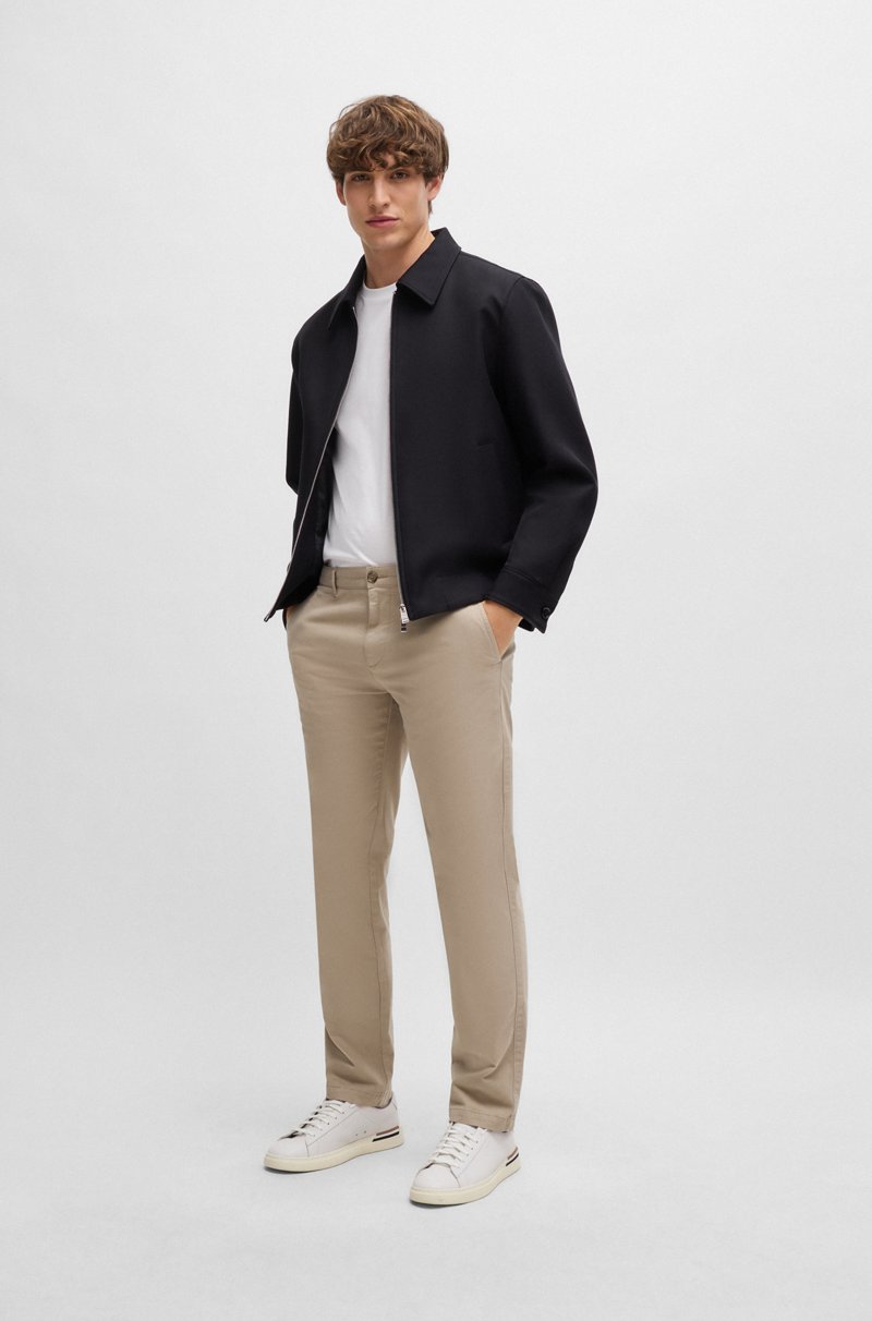 Hugo Boss Chinos Regular Fit En Tejido De Gabardina De Algodón Elástico