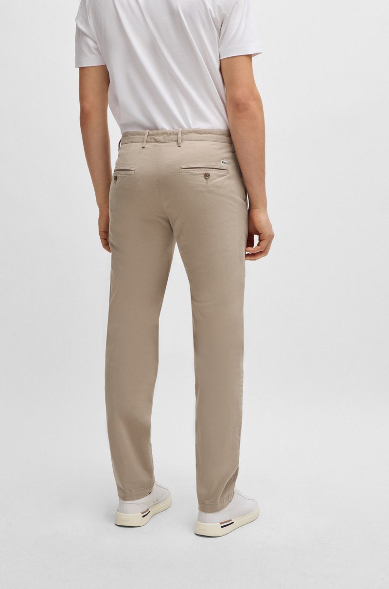 Hugo Boss Chinos Regular Fit En Tejido De Gabardina De Algodón Elástico