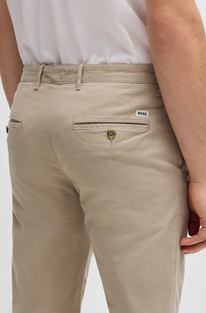 Hugo Boss Chinos Regular Fit En Tejido De Gabardina De Algodón Elástico