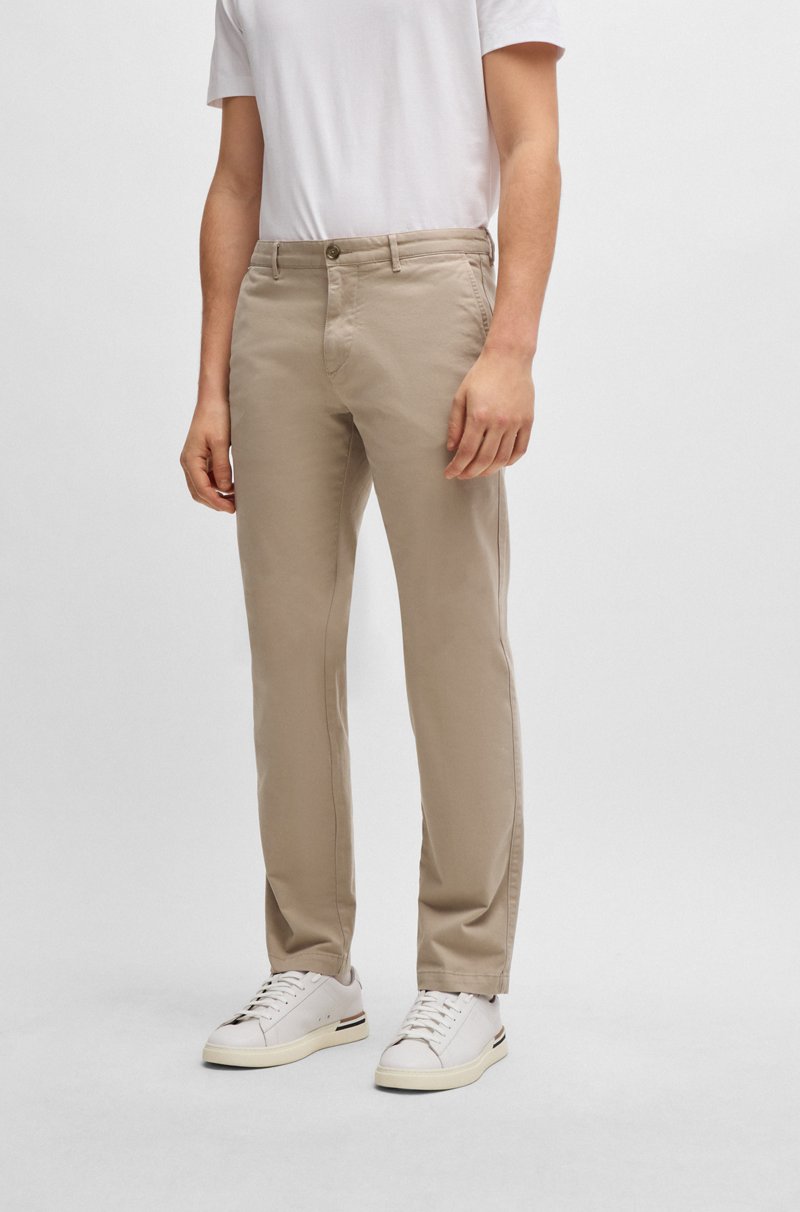 Hugo Boss Chinos regular fit en tejido de gabardina de algodón elástico