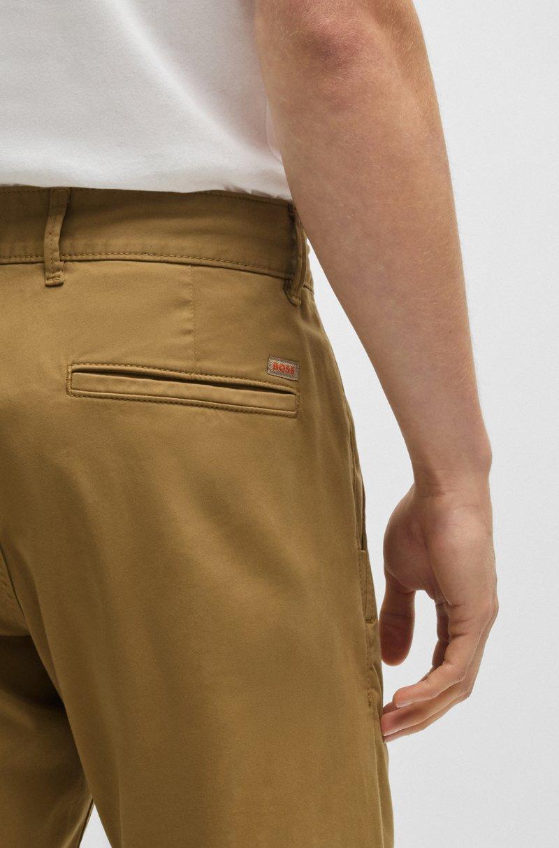 Hugo Boss Chinos Slim Fit De Raso De Algodón Elástico