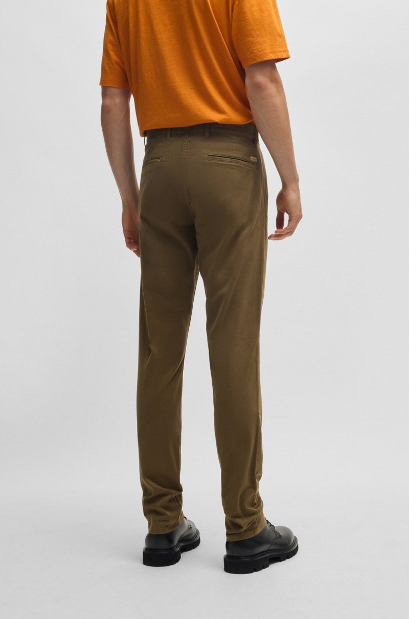 Hugo Boss Chinos Slim Fit De Raso De Algodón Elástico