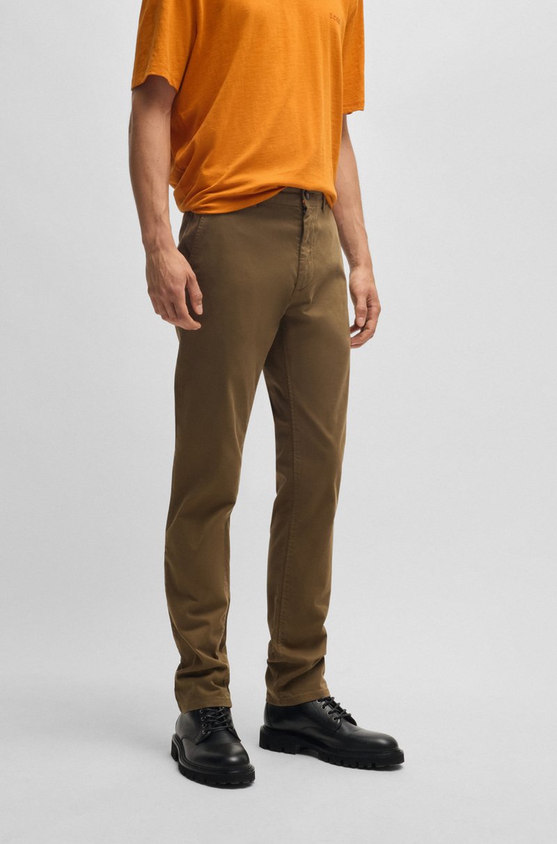 Hugo Boss Chinos slim fit de raso de algodón elástico