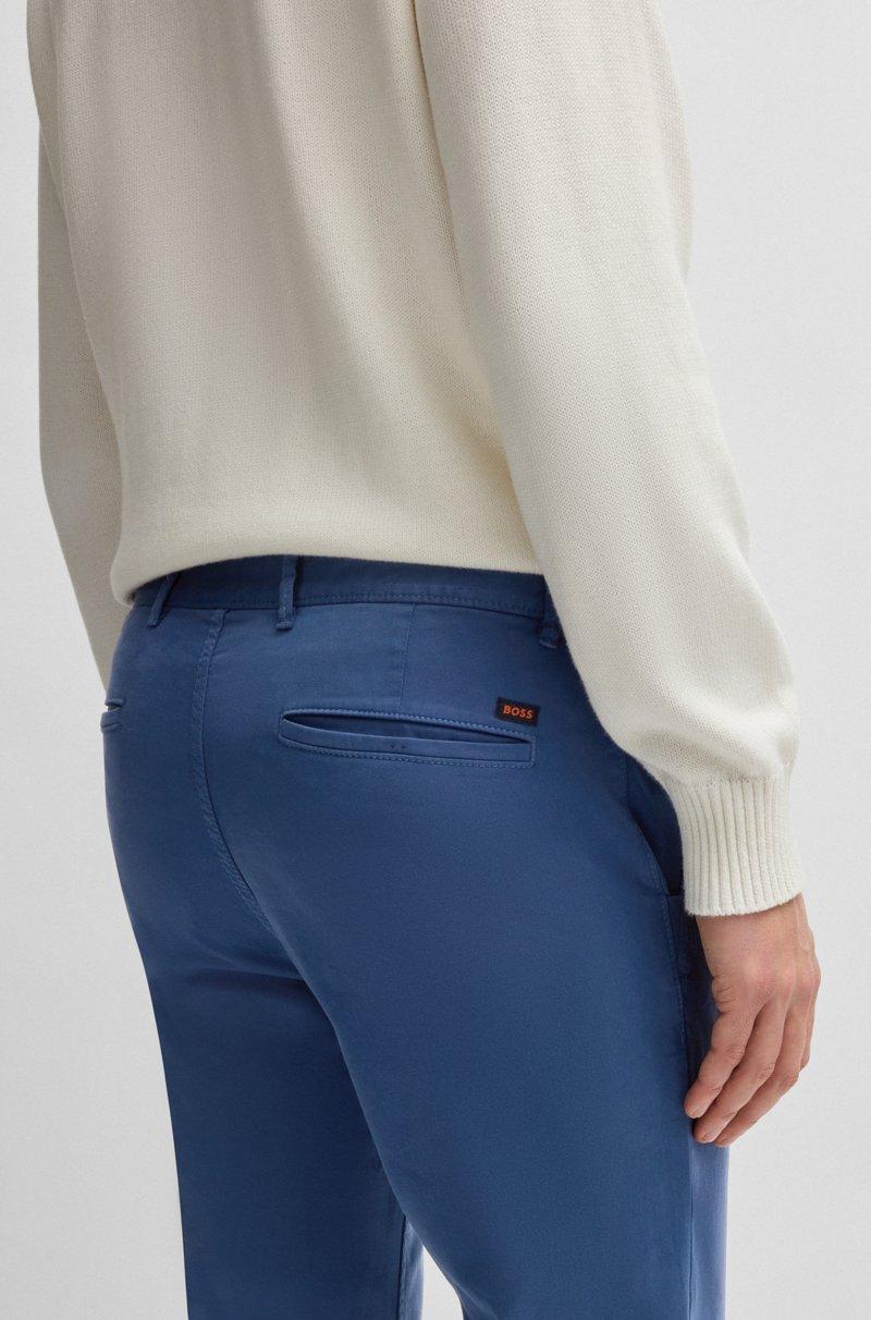 Hugo Boss Chinos Slim Fit De Raso De Algodón Elástico