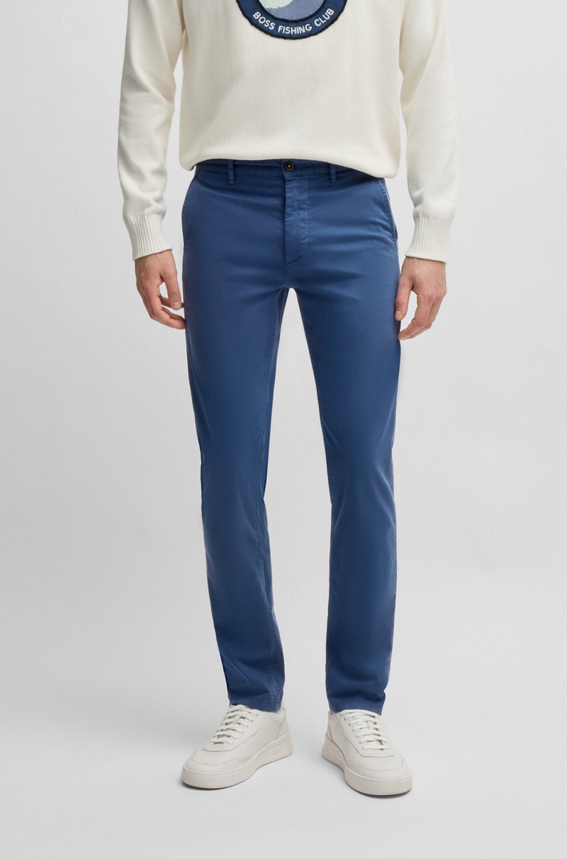 Hugo Boss Chinos slim fit de raso de algodón elástico