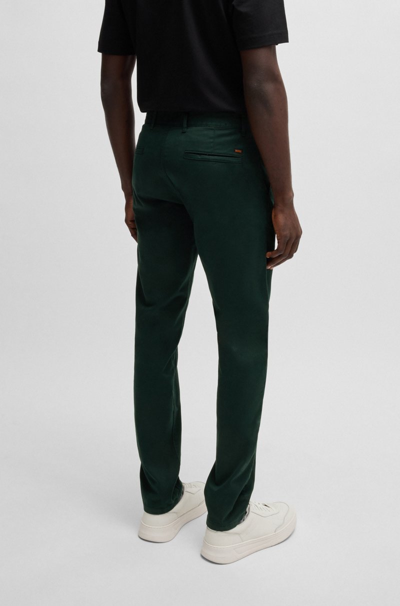 Hugo Boss Chinos Slim Fit De Raso De Algodón Elástico