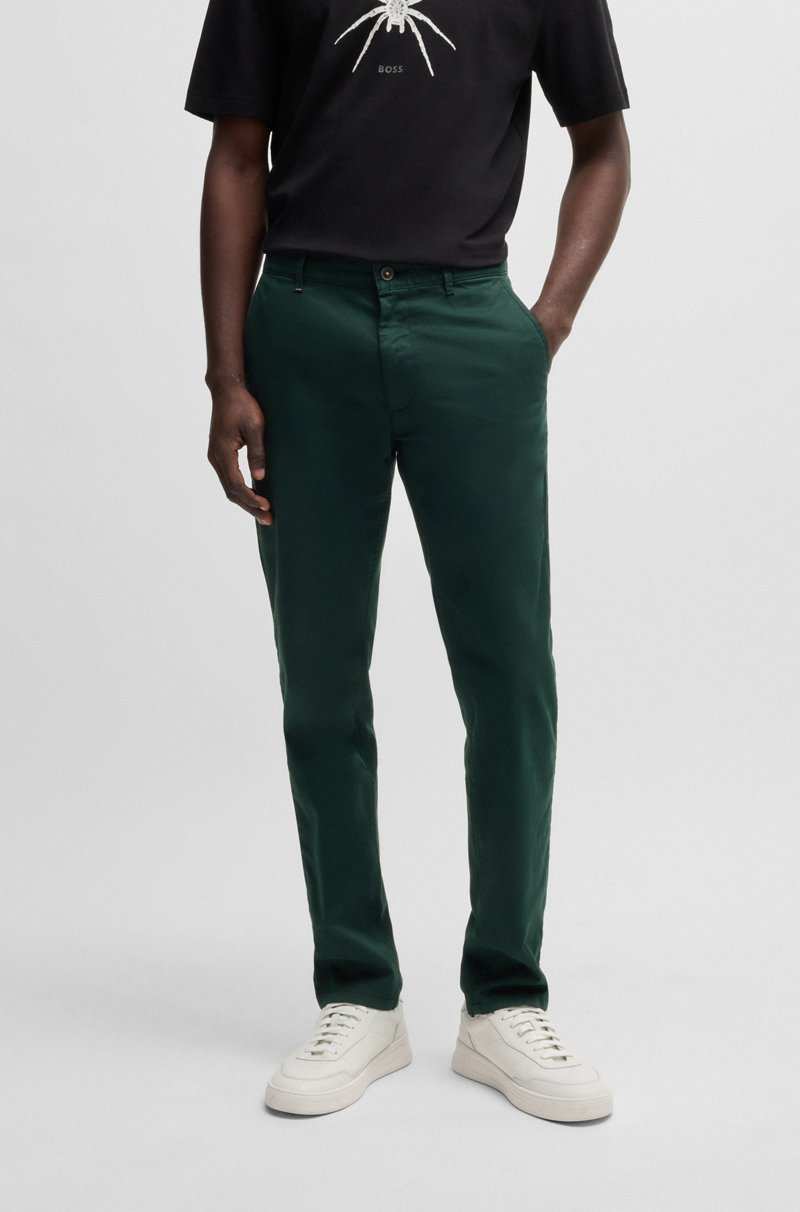 Hugo Boss Chinos slim fit de raso de algodón elástico