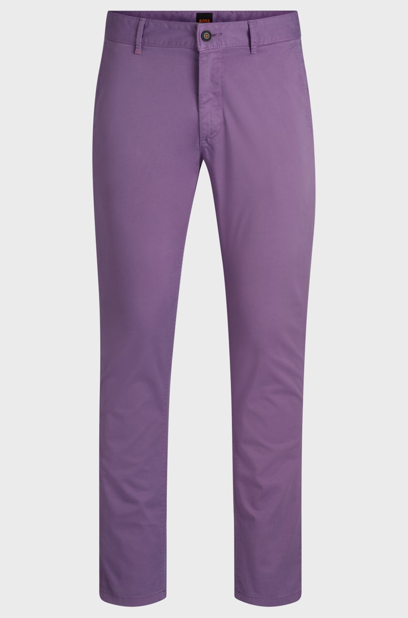 Hugo Boss Chinos slim fit de raso de algodón elástico