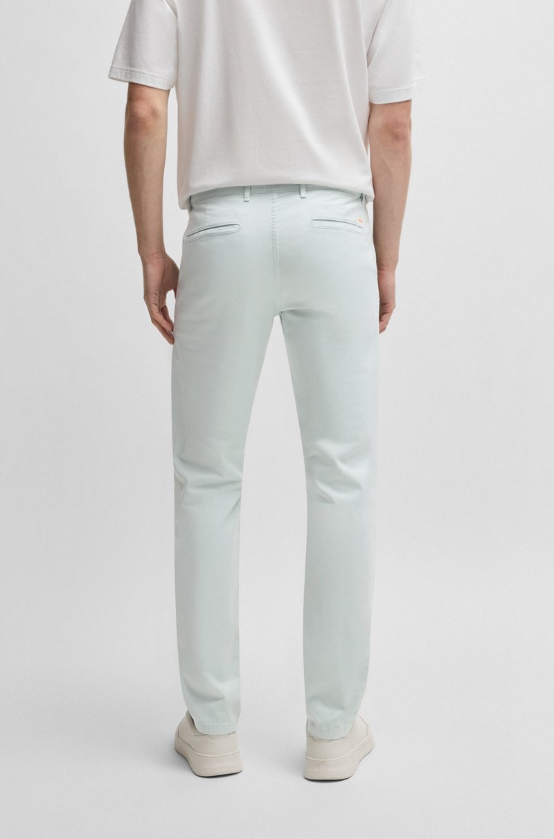 Hugo Boss Chinos Slim Fit De Raso De Algodón Elástico