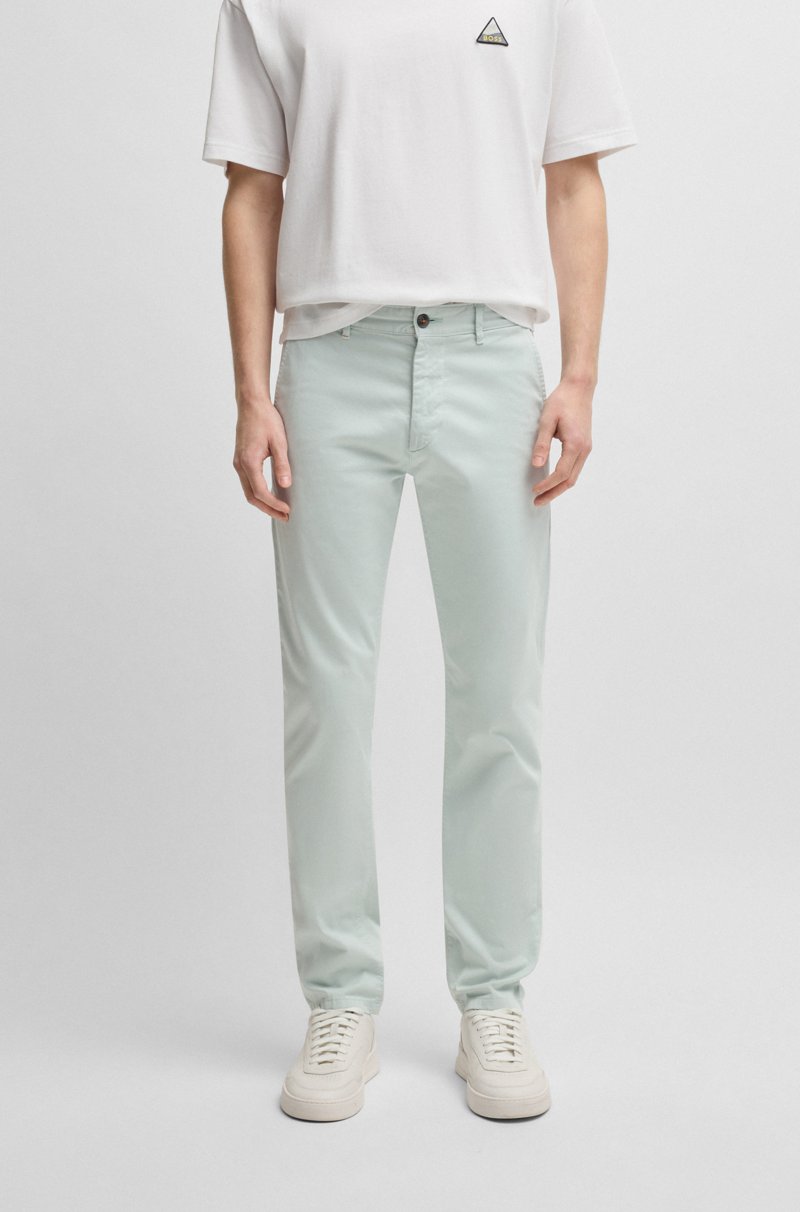 Hugo Boss Chinos slim fit de raso de algodón elástico