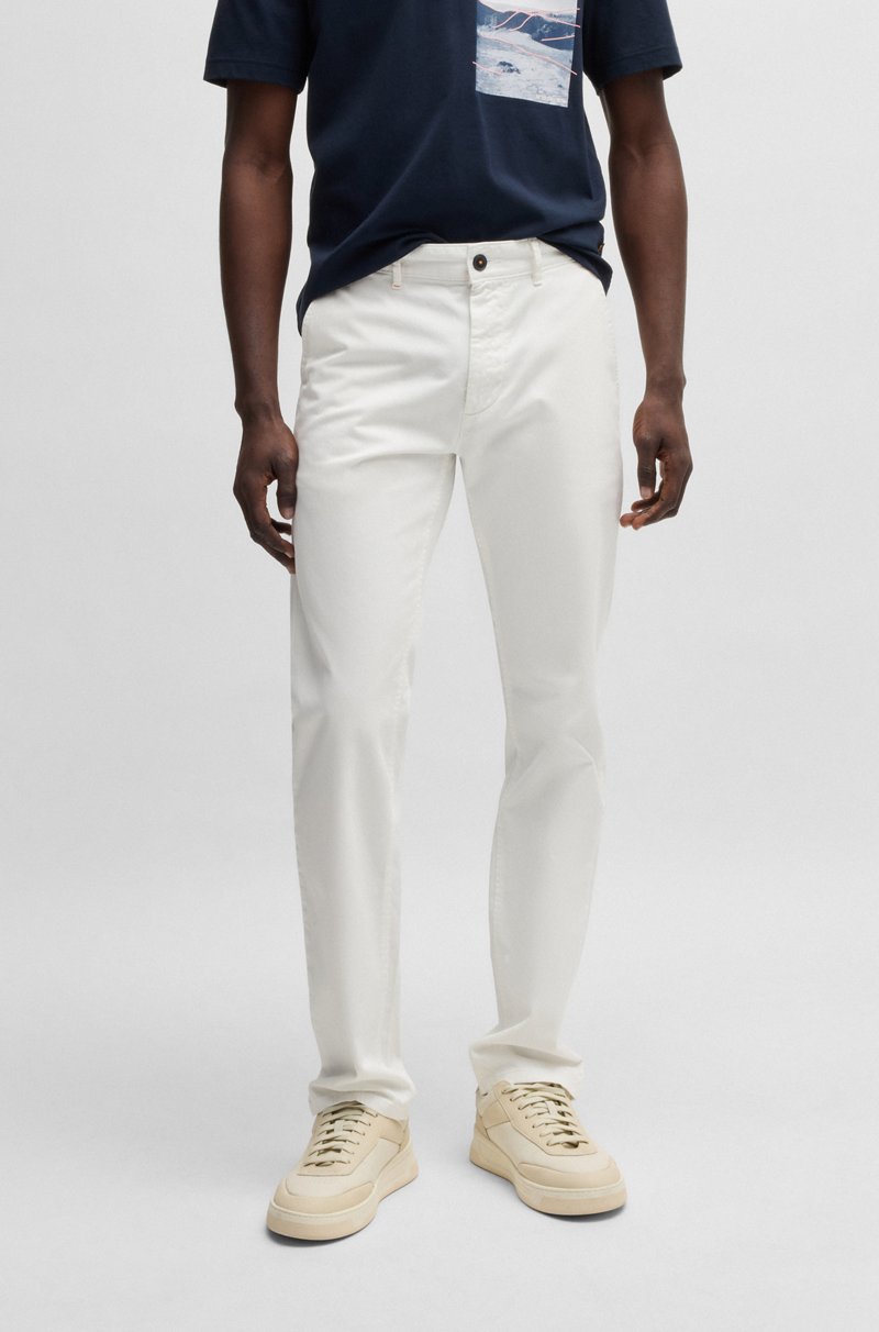 Hugo Boss Chinos slim fit de raso de algodón elástico