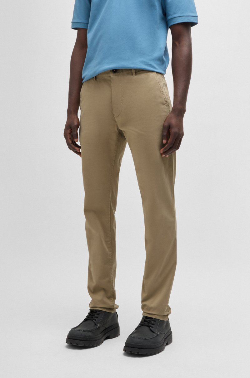 Hugo Boss Chinos slim fit de raso de algodón elástico